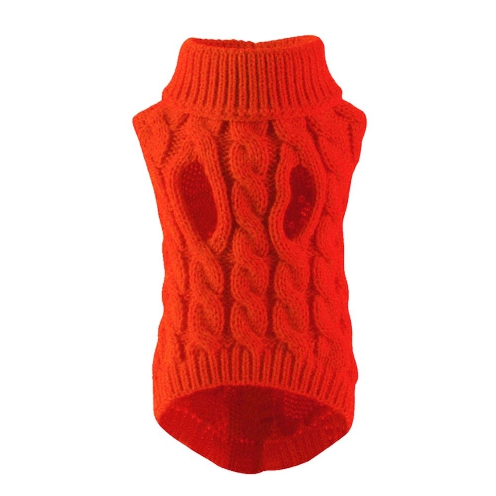 Red Cable Knit Dog Cat Sweater Winter Warm Pet Clothes Size S Cozy Fashion
